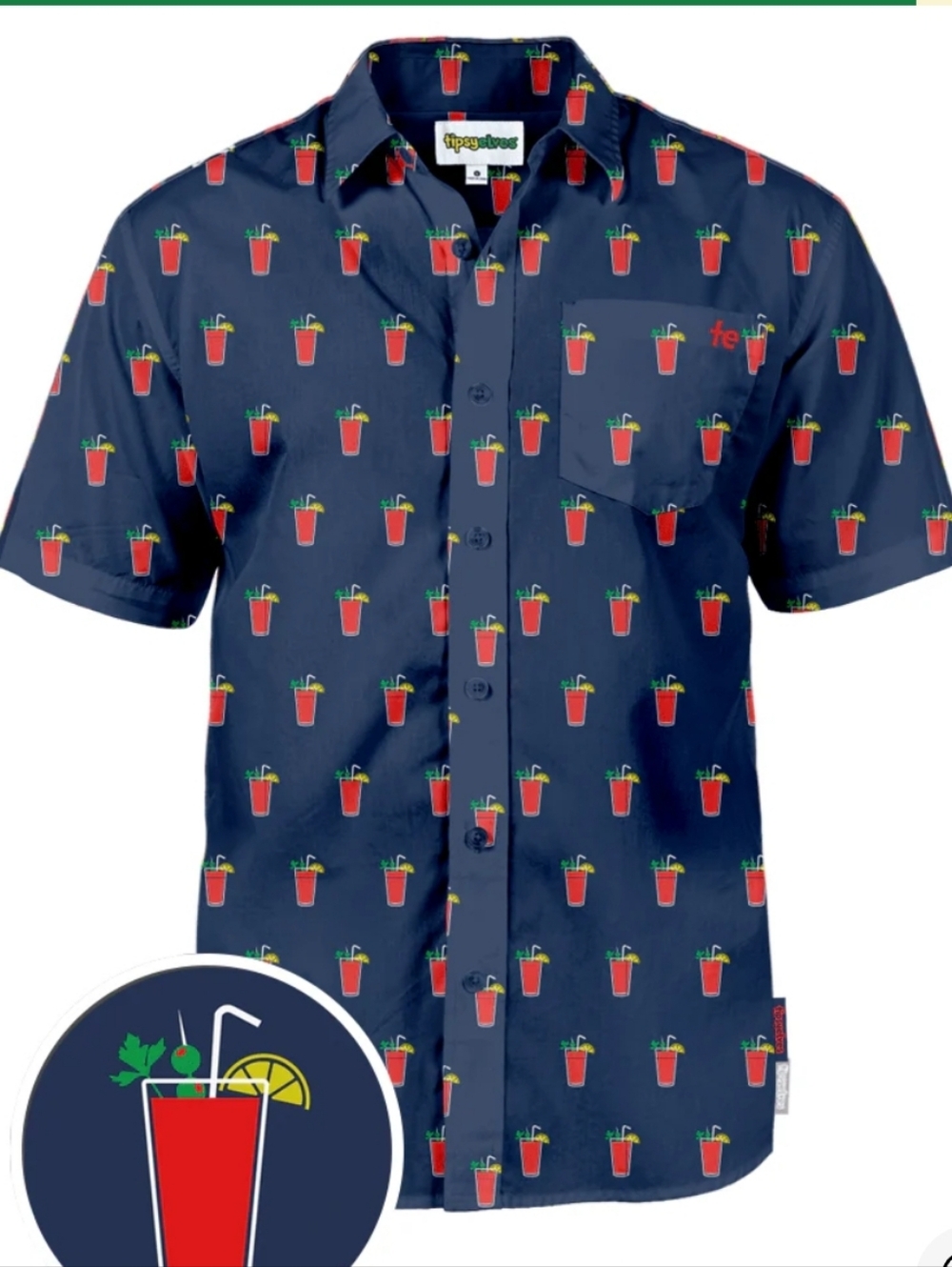 Tipsy Elves The Brunch Bro Hawaiian Button Up Collared Shirt & Bottle Opener